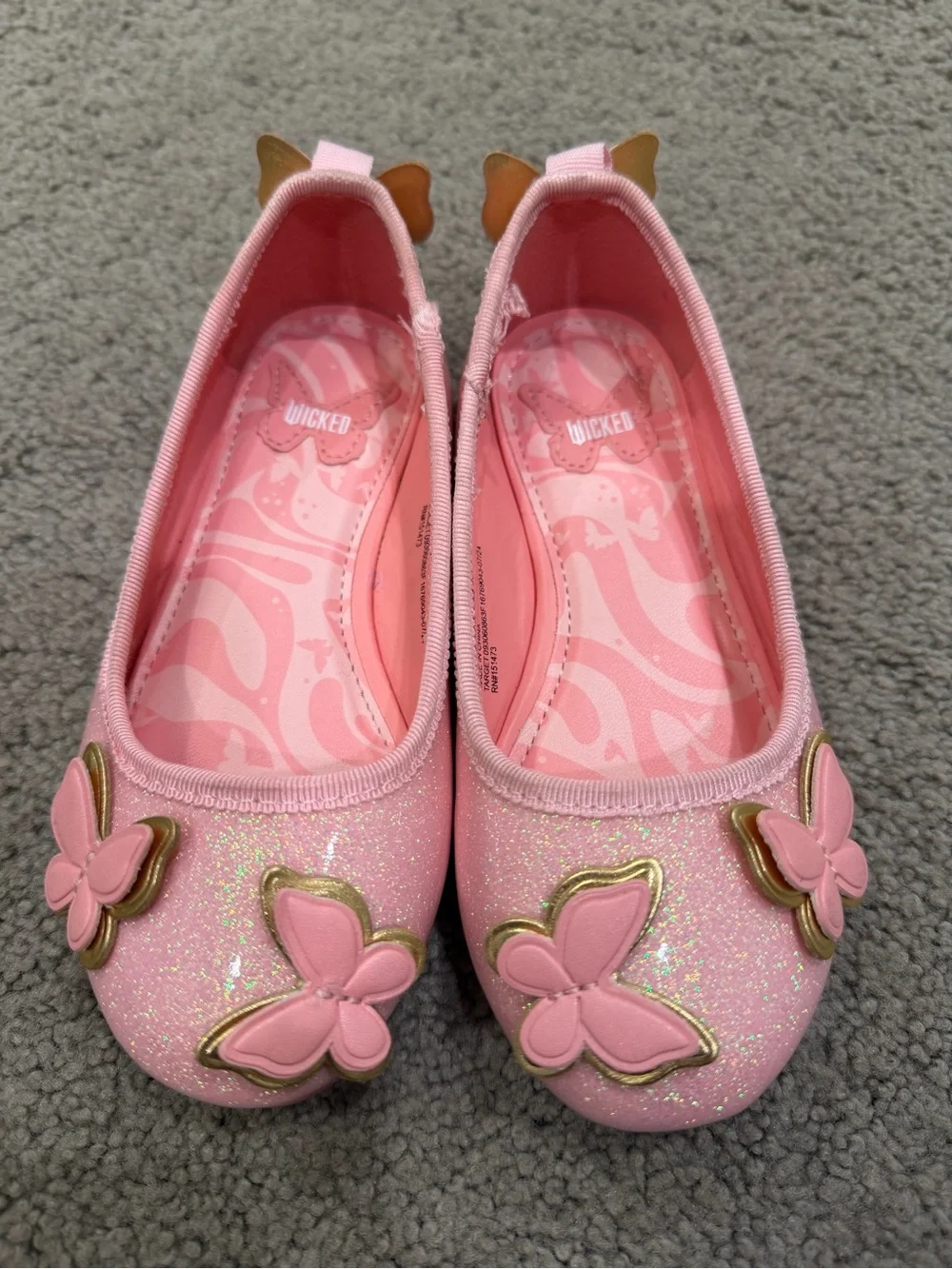 Wicked Pink Sparkly Butterfly Dress Shoes
